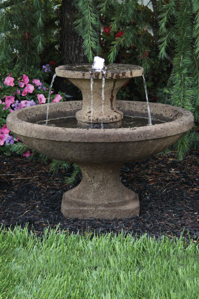 Two Tier Bella Fountain with LED Light Grand Scale Cement Outdoor